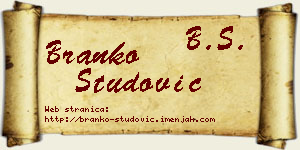 Branko Studović vizit kartica